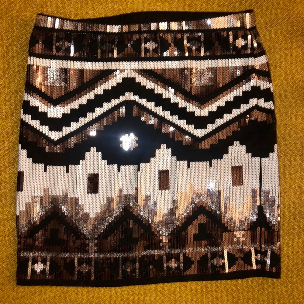 Express Black and Silver Sequin Skirt